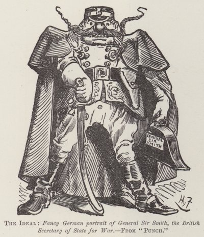 El Ideal, retrato alemán de fantasía del General Sir Smith, el Secretario de Estado para la Guerra británico de Harry Furniss